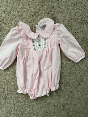 Lullaby Set Pink Embroidered Girls One-Piece Romper/bubble 12m